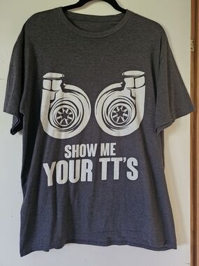 Gildan Charcoal Gray Short Sleeve Tee with White Turbo Graphic